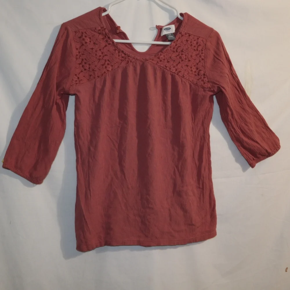 Old NAVY PINK‎ TOP EMBROIRDERED GIRLS XL